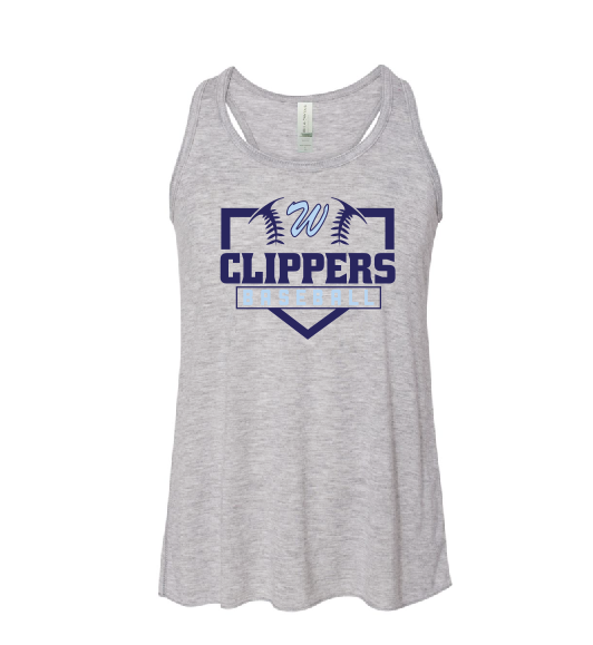 Clippers GIRLS Grey Bella Canvas Flowy Tank Top