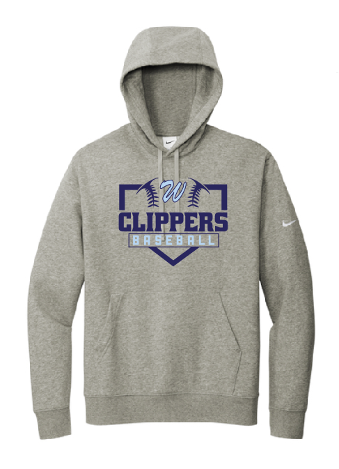 Clippers Nike Club Fleece Sleeve Swoosh Dark Grey Heather Pullover Hoodie