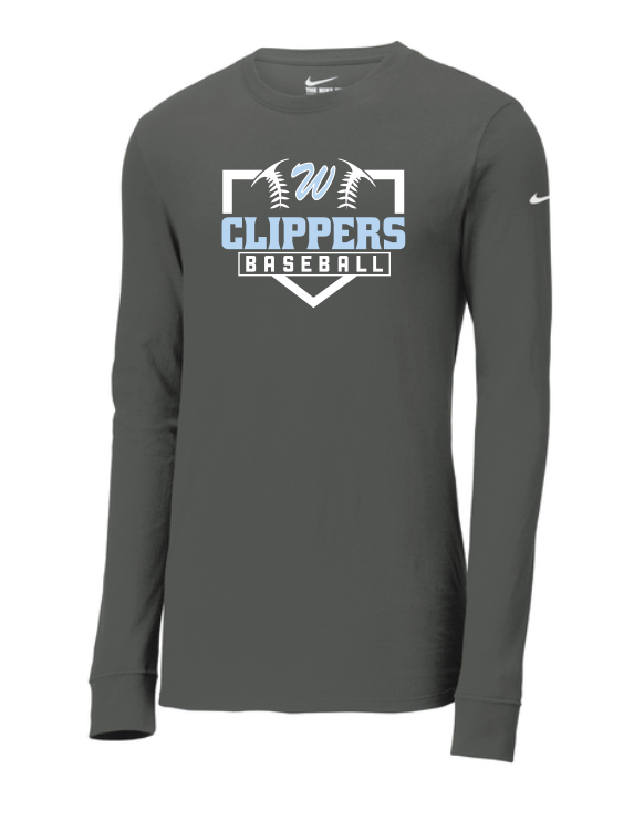 Clippers Nike Dri-FIT Anthracite Cotton/Poly Long Sleeve Tee