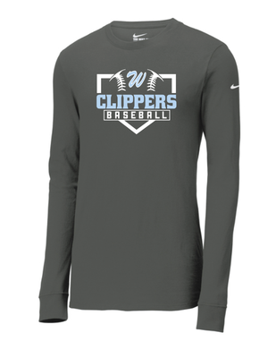 Clippers Nike Dri-FIT Anthracite Cotton/Poly Long Sleeve Tee