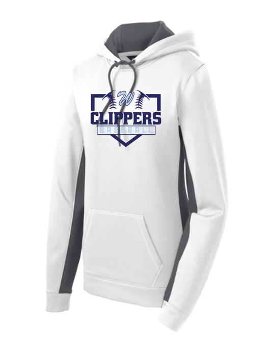 Clippers LADIES Sport-Tek Sport-Wick Fleece White/Grey  Pullover Hoodie
