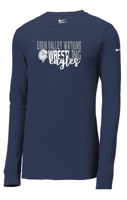 EVW Wrestling Nike Dri-FIT Cotton/Poly Long Sleeve Navy Tee