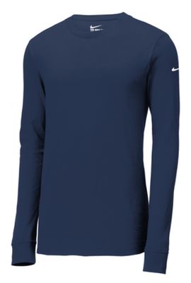 EVW Basketball Nike Dri-FIT Cotton/Poly Long Sleeve Navy Tee--2 Logo Options