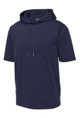 XL Navy Sport-Tek Sport-Wick Fleece Short Sleeve Hooded Navy Pullover--Choose a Logo!