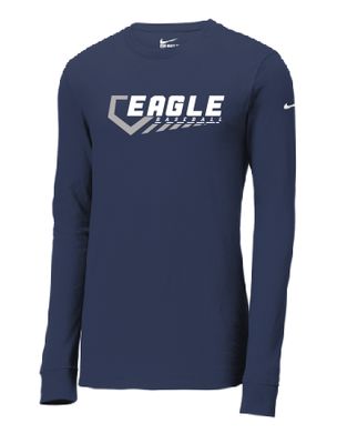 EVW Baseball Nike Dri-FIT Cotton/Poly Long Sleeve Navy Tee--2 Color Options