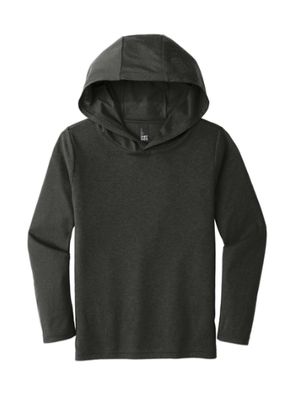YOUTH MEDIUM Triblend Black Frost Hooded Long Sleeved Tshirt--Choose Your Logo!