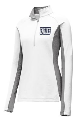 Eagles Sport-Tek® Women's Sport-Wick® Stretch Contrast 1/4-Zip Pullover--White