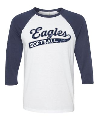 EVW Softball Unisex Three-Quarter Sleeve Baseball Tee--2 Color Options