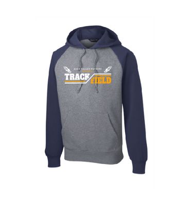 EVWK Track Sport-Tek® Raglan Colorblock Adult Hooded Sweatshirt--Navy/Grey