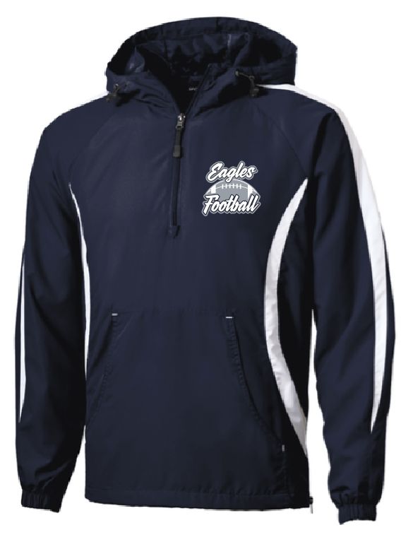 EVW Football Sport-Tek® Colorblock Raglan Navy Anorak (Jersey Lined)