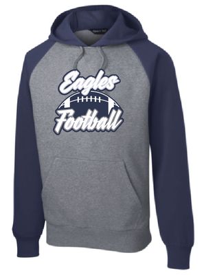 EVW Football Sport-Tek® Raglan Colorblock Adult Hooded Navy/Grey Sweatshirt