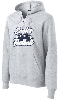EVW Football Sport-Tek Lace Up Pullover Hooded Sports Grey Sweatshirt w/ Extra Navy Lace