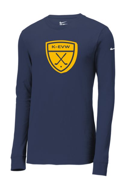 K-EVW Golf Nike Dri-FIT Cotton/Poly Long Sleeve Navy Tee