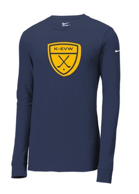 K-EVW Golf Nike Dri-FIT Cotton/Poly Long Sleeve Navy Tee