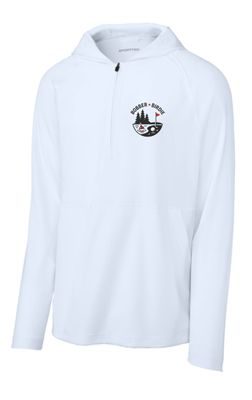 Bobber &amp; Birdie Sport-Tek Repeat 1/2-Zip Long Sleeve Hooded Jacket-White