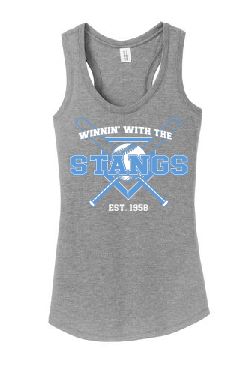 Stang Ladies District Triblend Racerback Tank-Grey Frost (no printing on back)