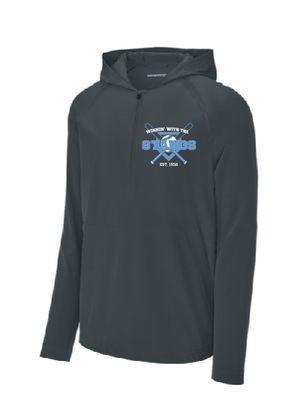 Stang Sport-Tek Repeat 1/2-Zip Long Sleeve Hooded Jacket-Iron Grey