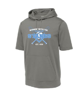 Stang Sport-Tek® Sport-Wick® Fleece Short Sleeve Iron Grey Hooded Pullover--Youth Sizes Available