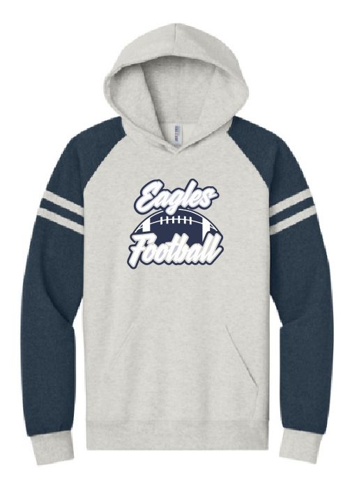 EVW Football Unisex Nublend Varsity Colorblocked Raglan Hooded Sweatshirt