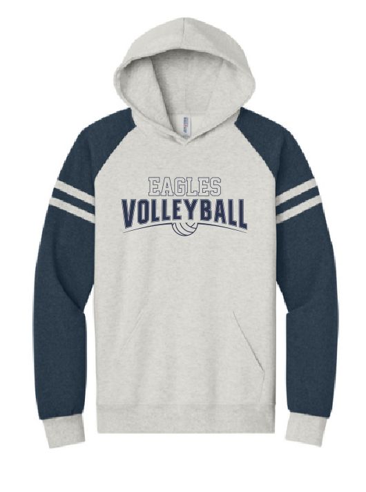 EVW Volleyball Unisex Nublend Varsity Colorblocked Raglan Hooded Sweatshirt