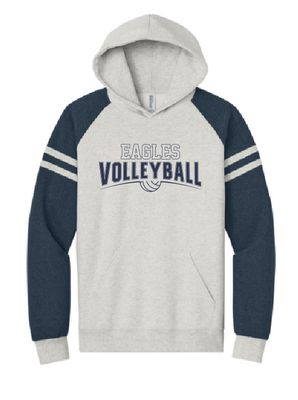 EVW Volleyball Unisex Nublend Varsity Colorblocked Raglan Hooded Sweatshirt