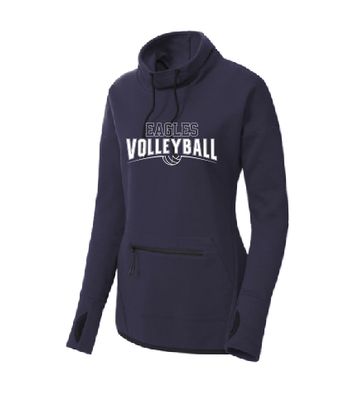 EVW Volleyball Sport-Tek® Women's Triumph Cowl Neck Pullover-Navy