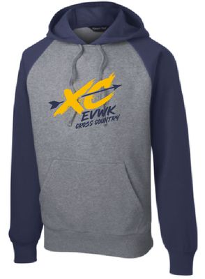 EVWK Cross Country Sport-Tek® Raglan Colorblock Adult Hooded Navy/Grey Sweatshirt