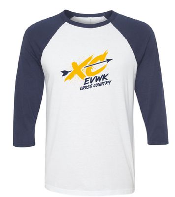 EVWK Cross Country Unisex Three-Quarter Sleeve White/Navy Tee