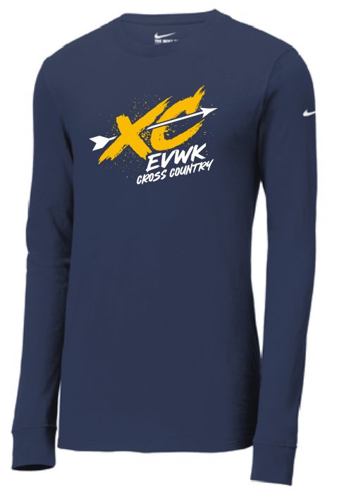 EVWK Cross Country Nike Dri-FIT Cotton/Poly Long Sleeve Navy Tee