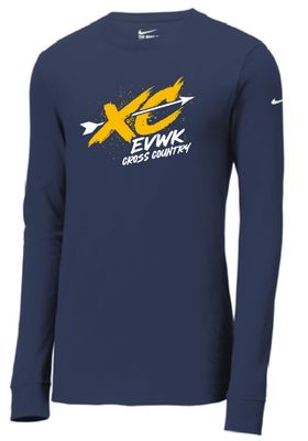 EVWK Cross Country Nike Dri-FIT Cotton/Poly Long Sleeve Navy Tee