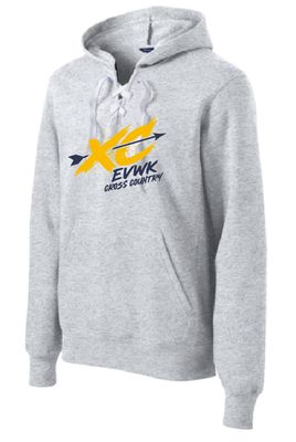 EVWK Cross Country port-Tek Lace Up Pullover Hooded Sports Grey Sweatshirt w/ Extra Navy Lace