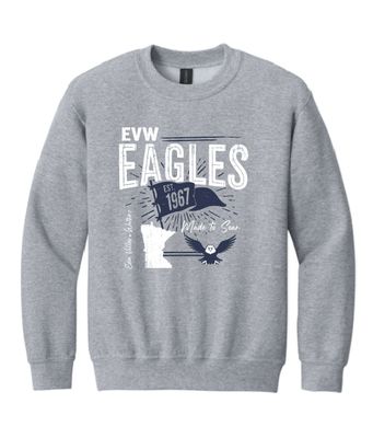 Eagles Gildan Heavy Blend Sports Grey Crewneck Sweatshirt--Youth Sizes Available