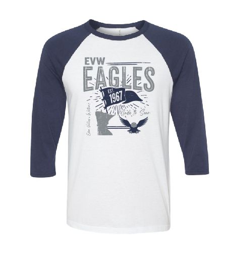 Eagles Unisex Three-Quarter Sleeve White/Navy Tee