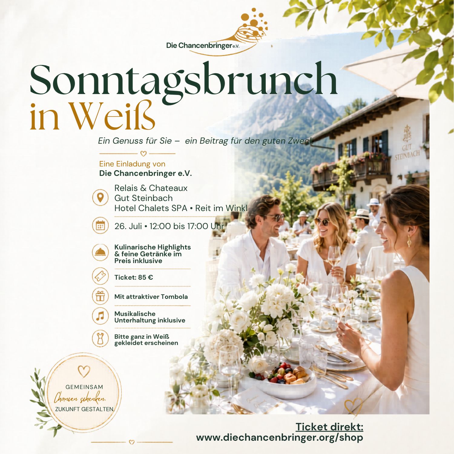 Sonntagsbrunch in Weiß am 26. Juli 2026  | 12 - 17 Uhr auf Gut Steinbach, Reit im Winkl