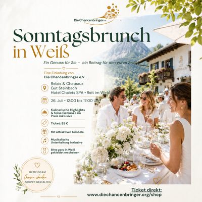 Sonntagsbrunch in Weiß am 26. Juli 2026  | 12 - 17 Uhr auf Gut Steinbach, Reit im Winkl