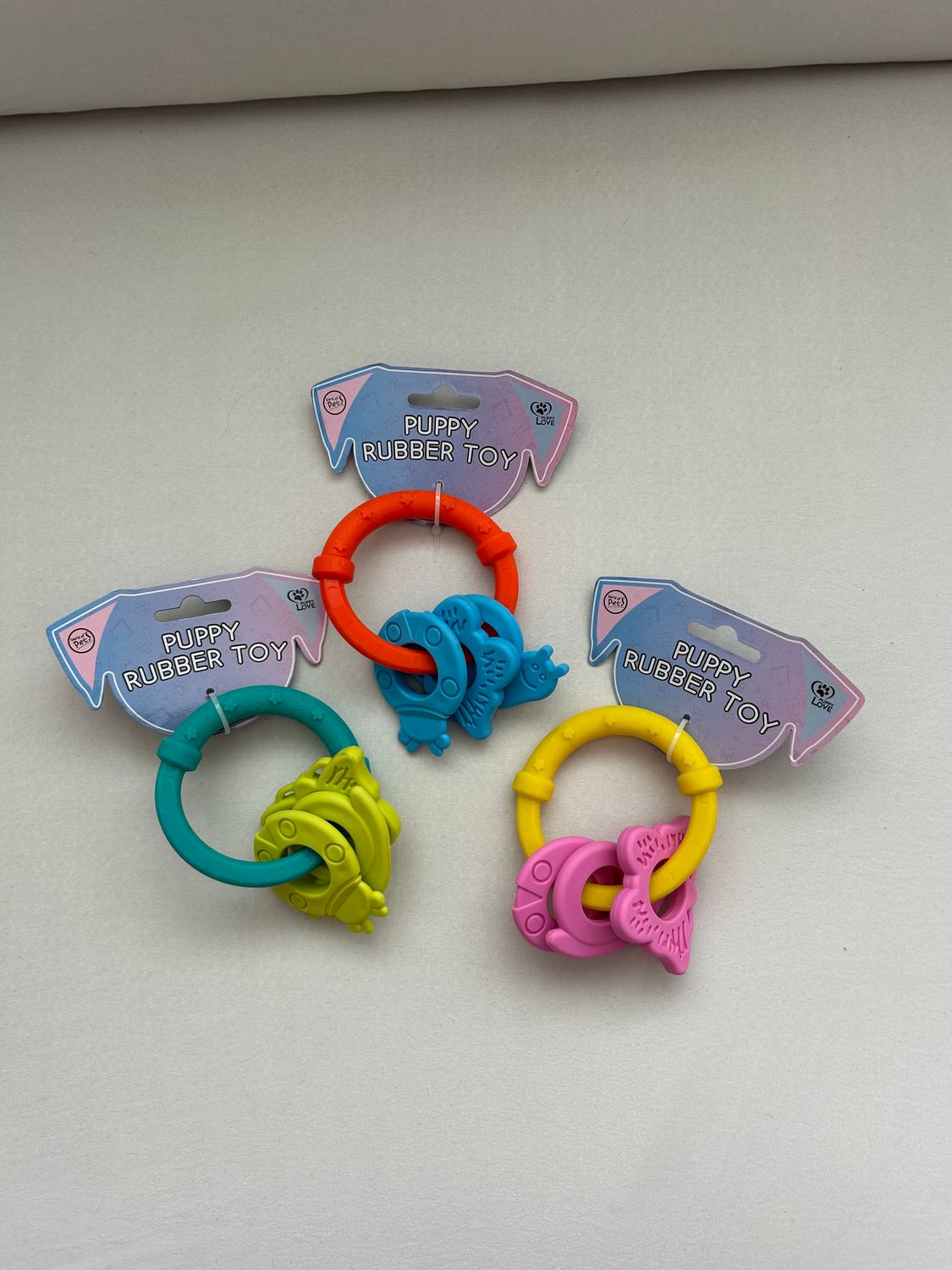 World of Pets Rubber Animal Ring Puppy Toy in Assorted Colours