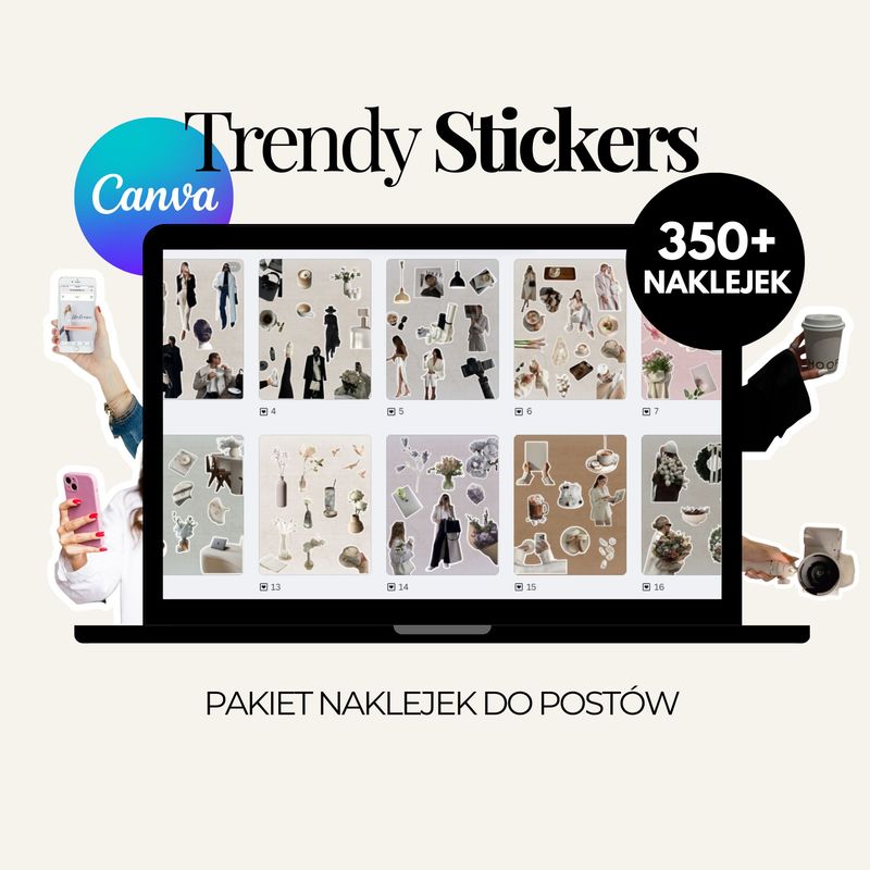 350+ NAKLEJEK DO POSTÓW | Szablony Canva