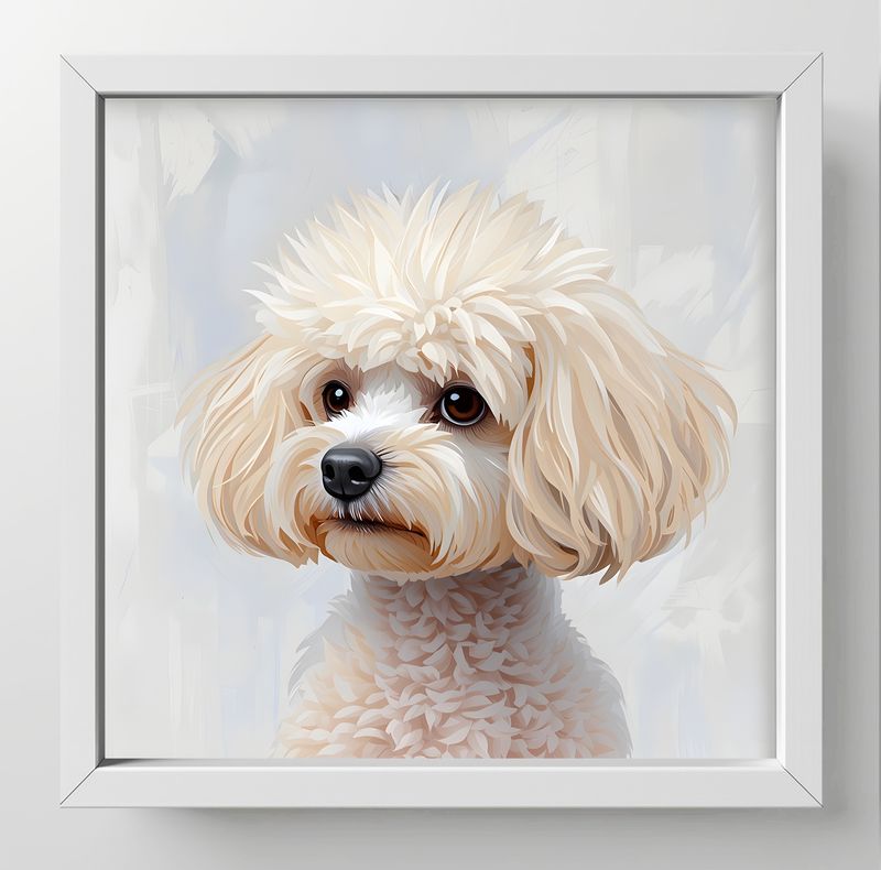 Bichon Frise, Dimensions : 10 in × 10 in = 25.4 cm × 25.4 cm