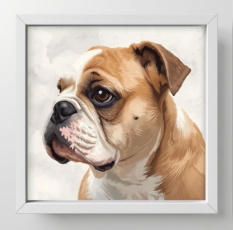 English Bulldog, Dimensions : 10 in × 10 in = 25.4 cm × 25.4 cm