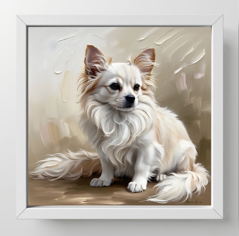 Long-Coat Chihuahua. Dimensions : 10 in × 10 in = 25.4 cm × 25.4 cm