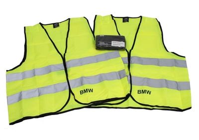 GENUINE BMW Warning Safety Vest Set x2 psc High Visibilty Jacket 82262288693