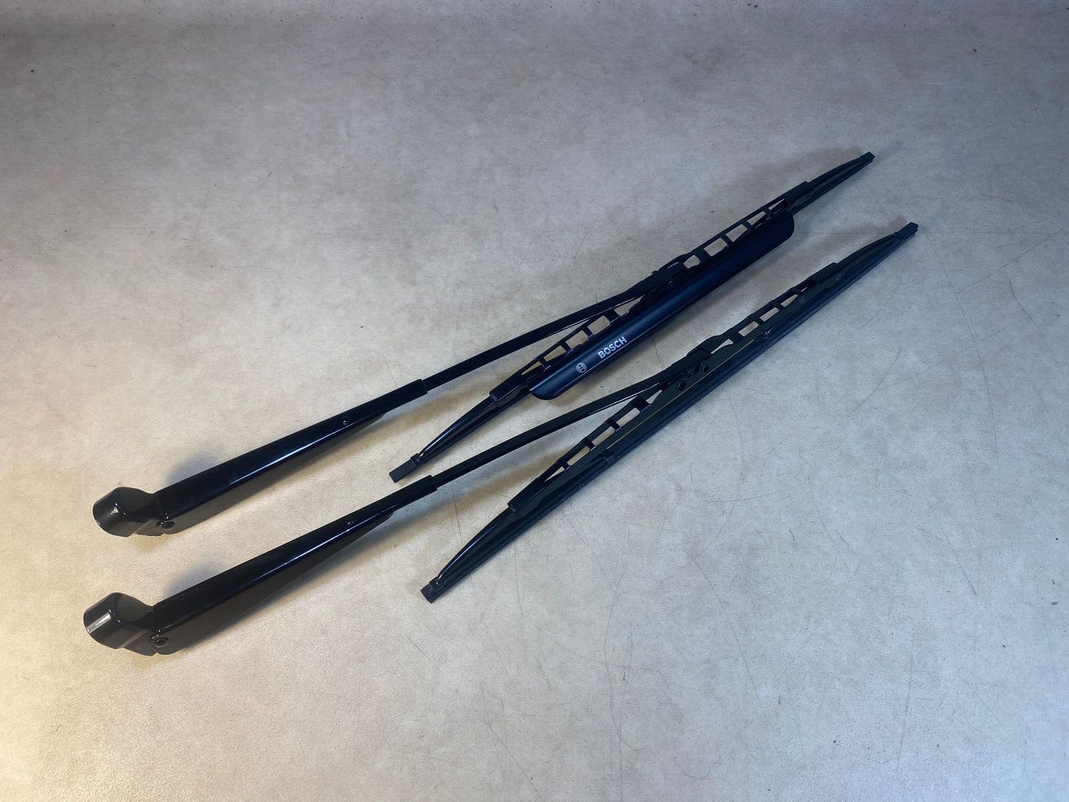 BMW 7 Series E23 Genuine Front Windshield Wiper Blades Arms Black Shadowline LHD