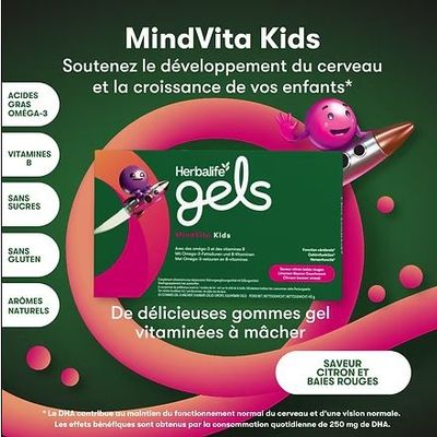 Gel Herbalife MindVita Kids Limone Rosso Berry Gusto 30 Gomme Gel Da Masticare