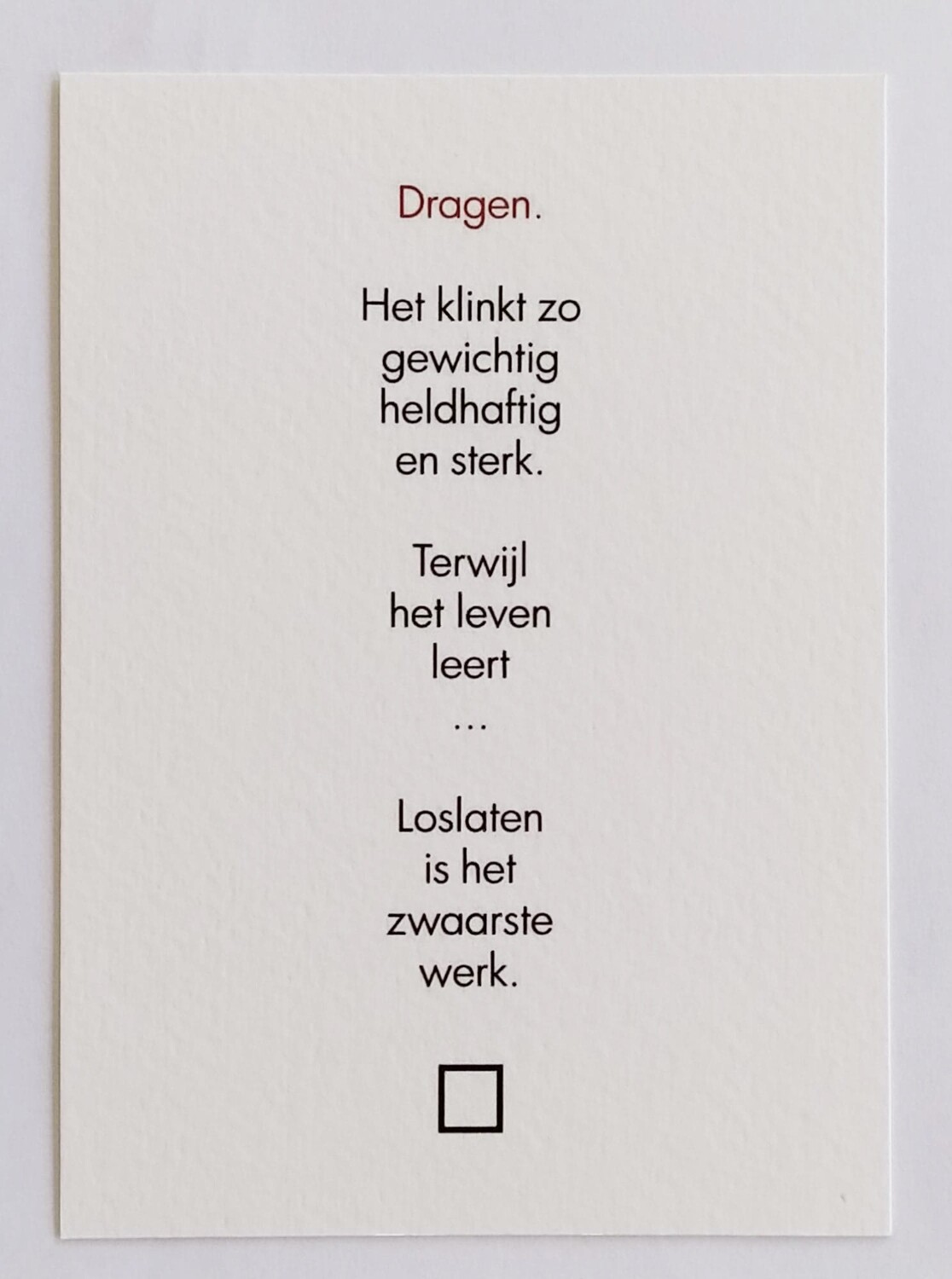 Gedicht DRAGEN (enkele kaart MET omslag)