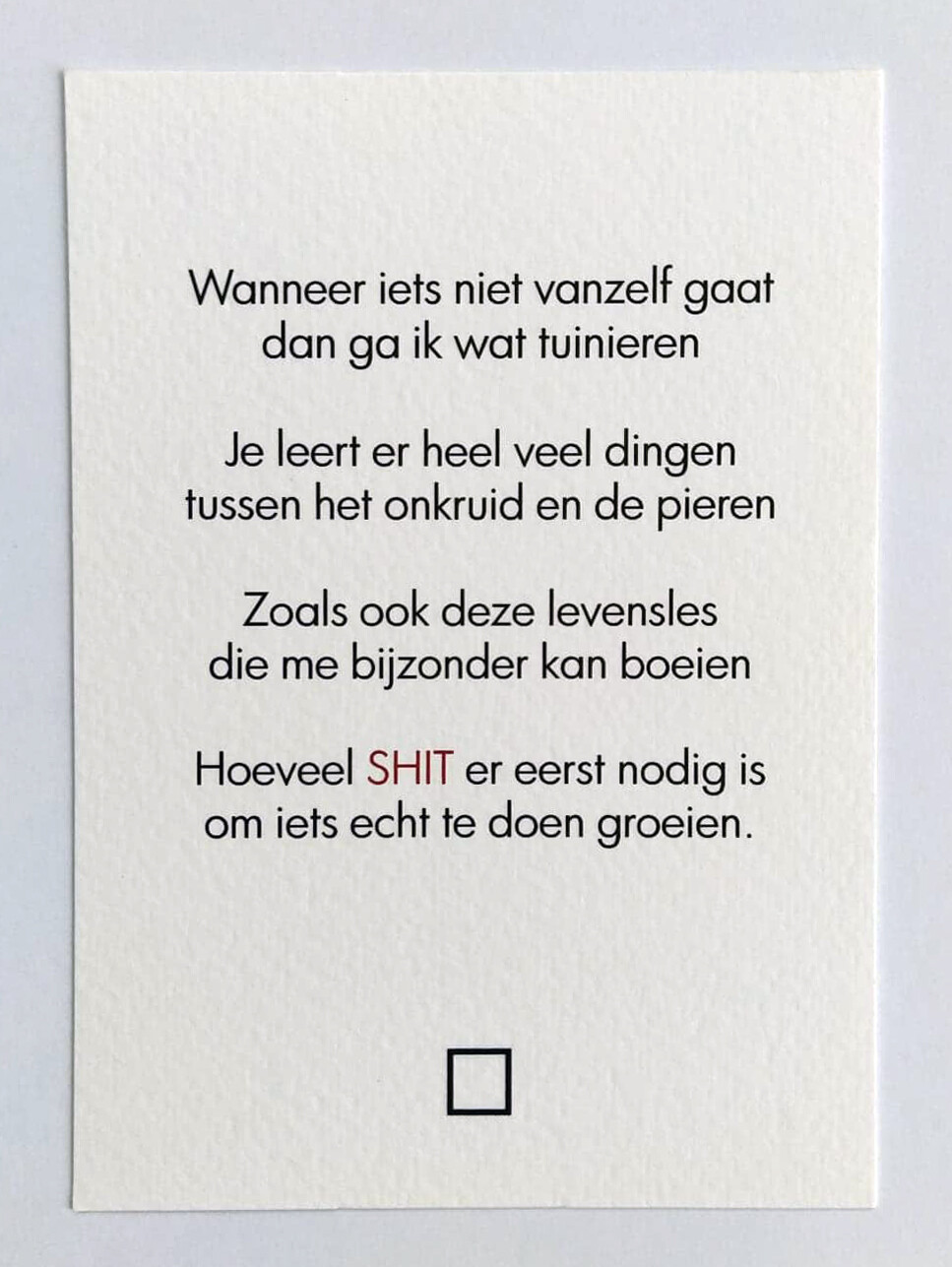 Gedicht SHIT (enkele kaart MET omslag)