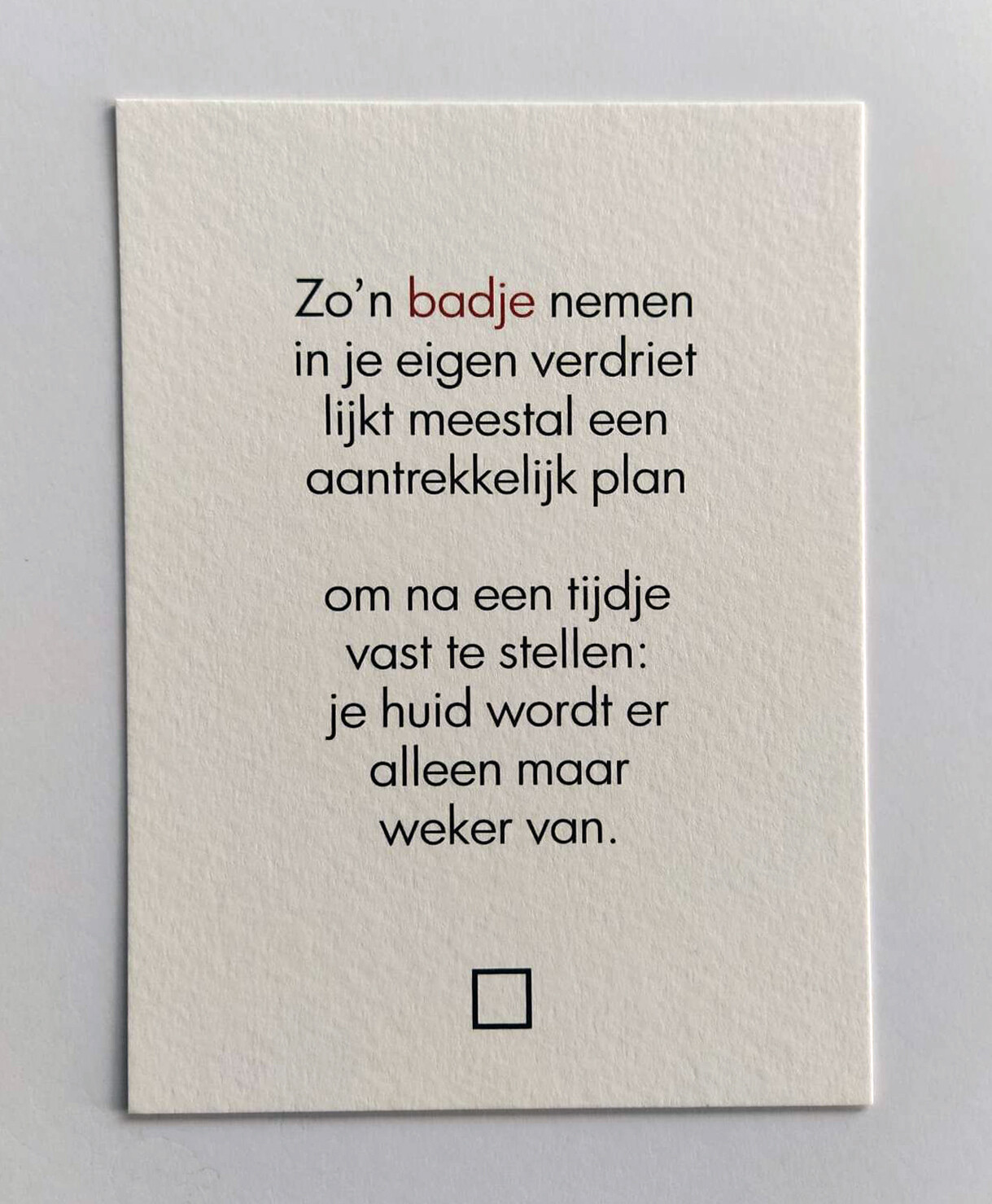 Gedicht Badje  (enkele kaart MET omslag)
