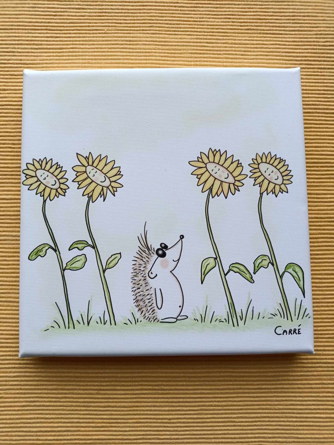 CANVAS Egel met zonnebloemen