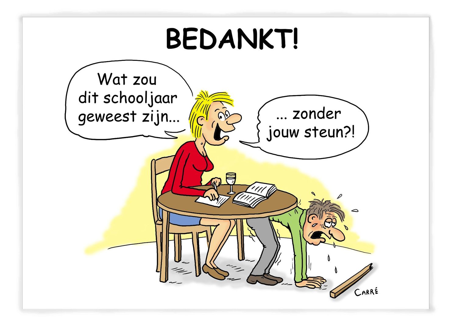 Dankkaart einde schooljaar (enkele kaart zonder omslag)