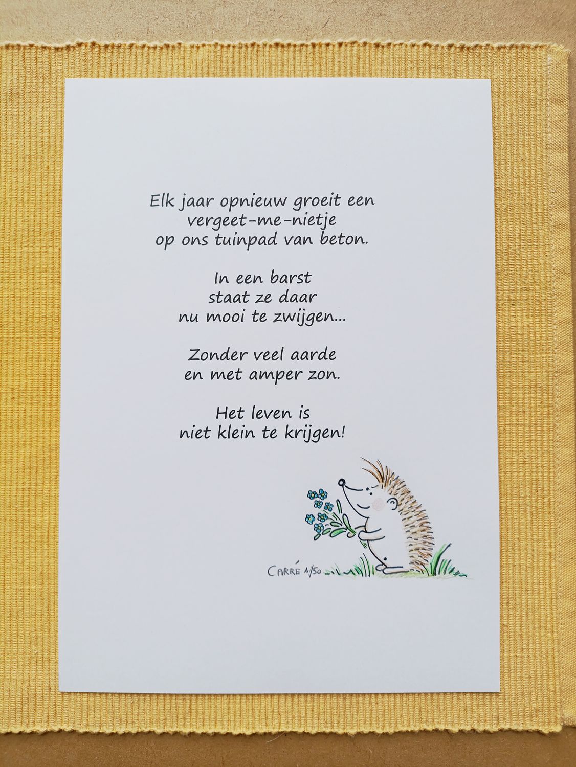 Print gedicht met originele tekening