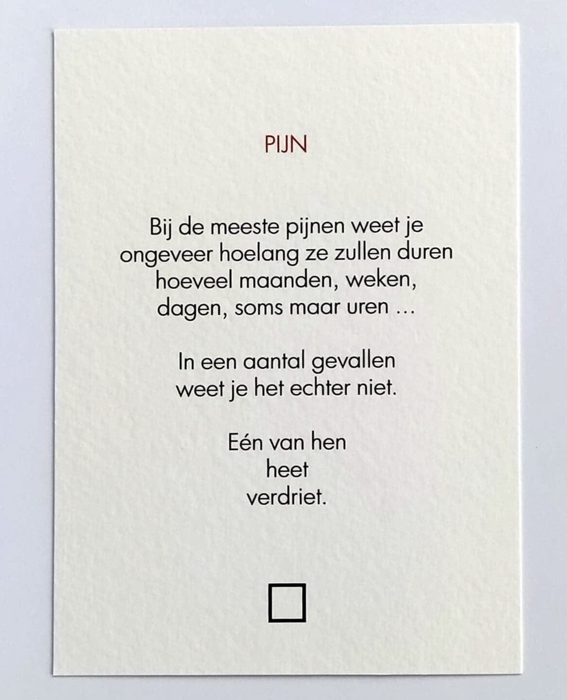 Gedicht Pijn (enkele kaart MET omslag)
